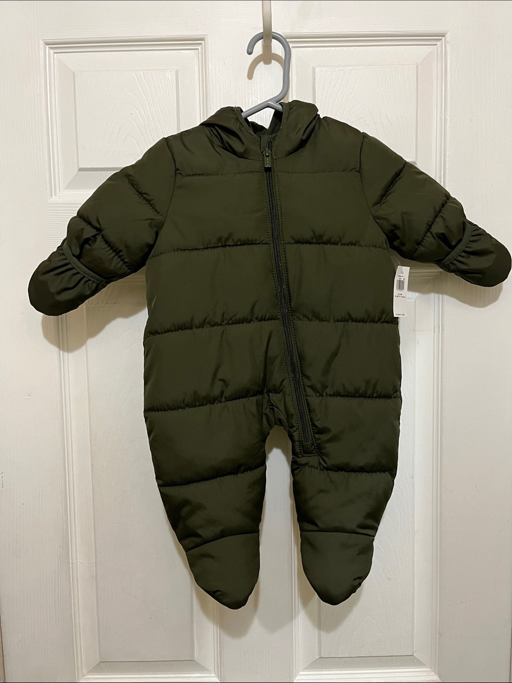Old Navy Olive Green Hooded Puffer Footed One-Piece